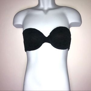 Victoria's Secret Black Lace‎ Mob Wife Bra Strapless 34B